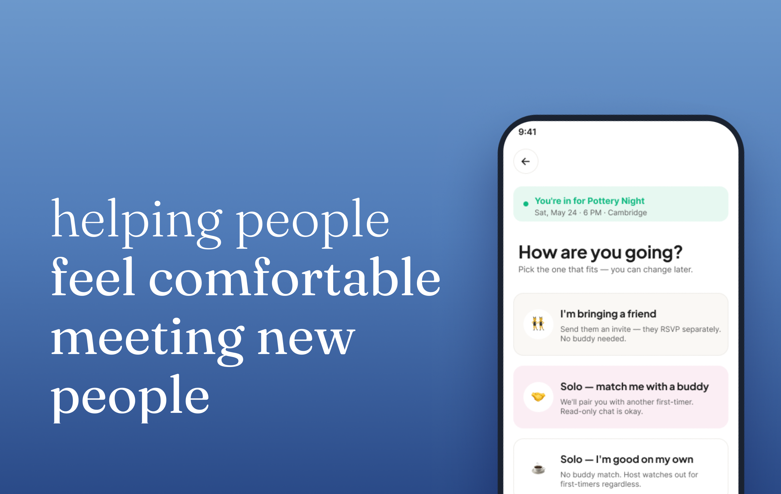 Gatherly — helping people feel comfortable meeting new people