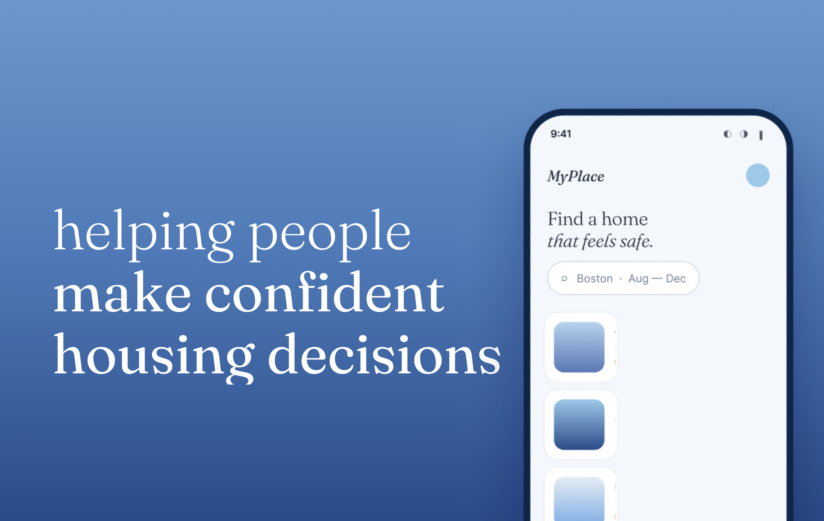 MyPlace — helping people make confident housing decisions